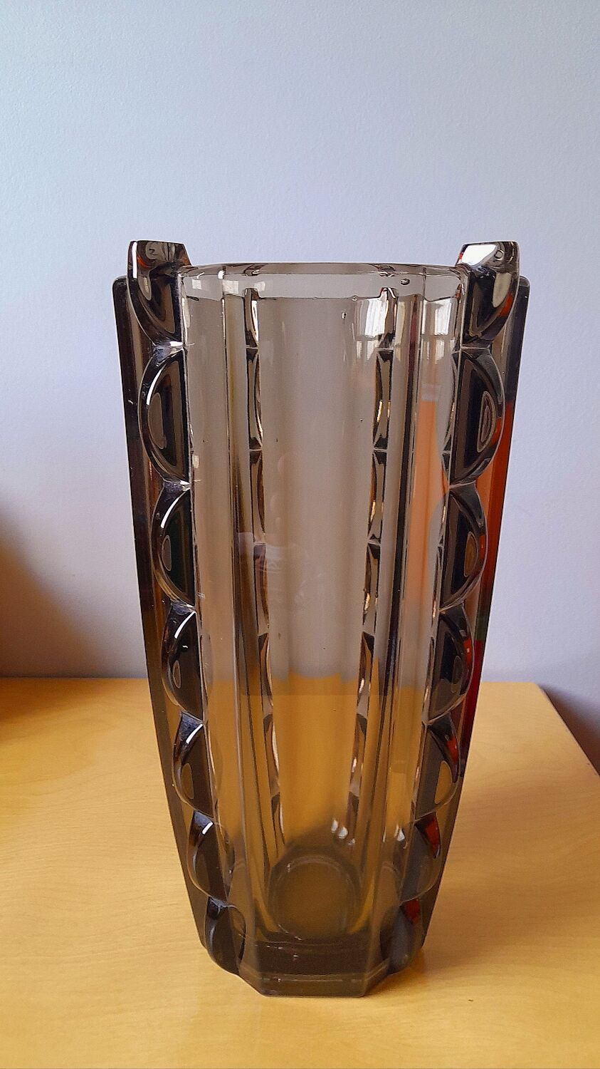 Art deco vase in smoked glass