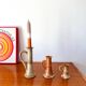 trio of 70s sandstone candlesticks