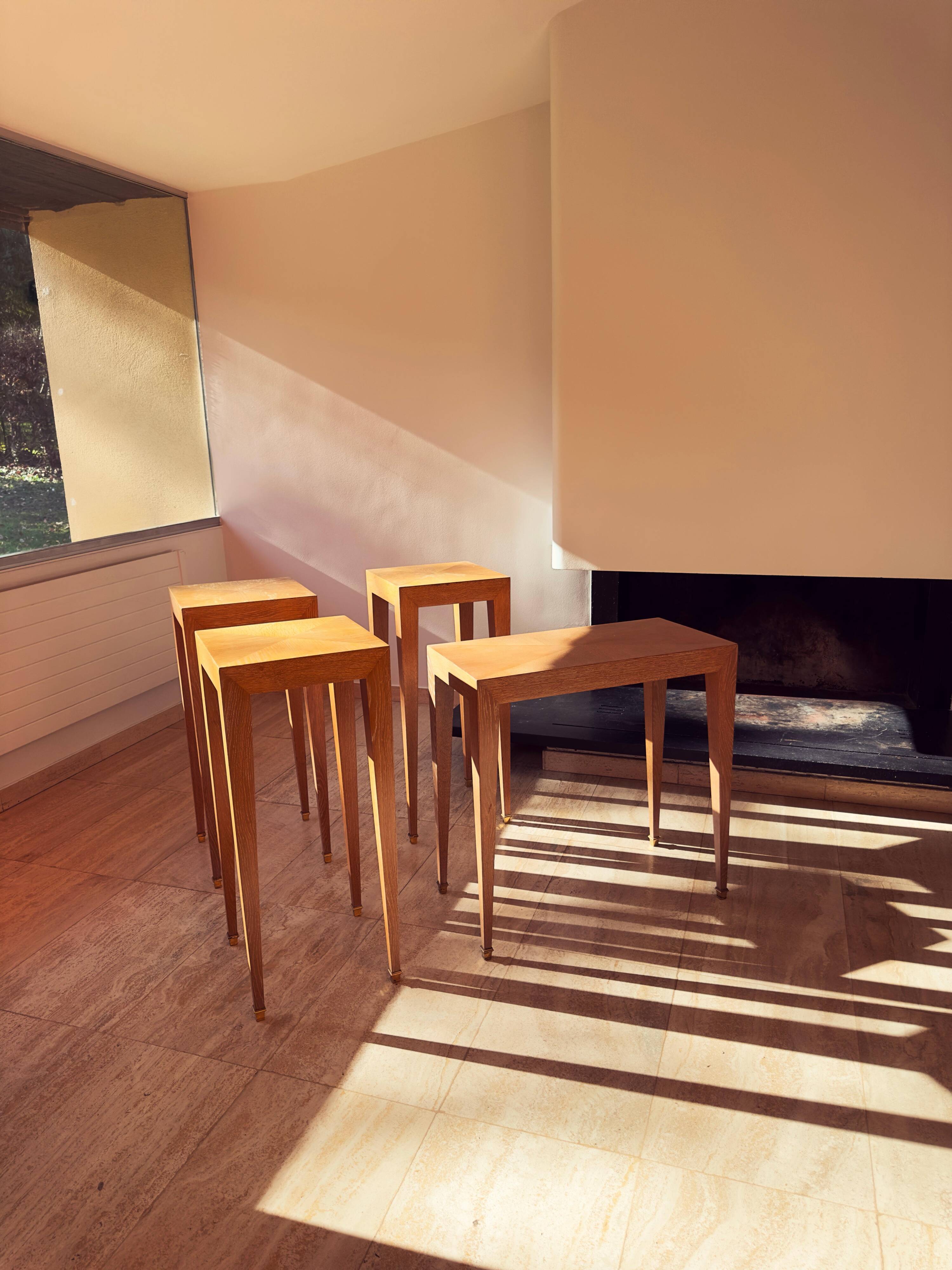 Set of 3 Pedestals and Console Table by Jacques Grange, France, 1973