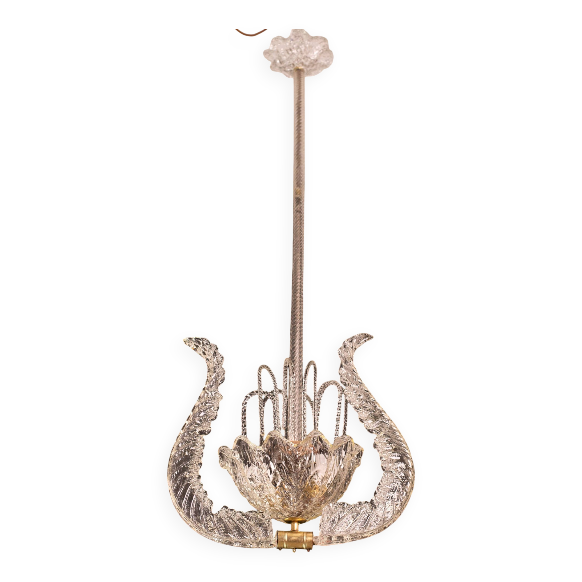 Art Decò Fountain Chandelier By Barovier e Toso, Murano Glass, 1940
