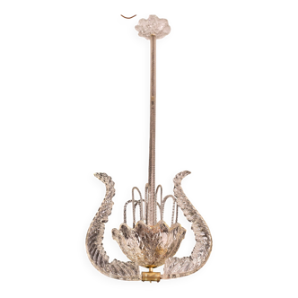 Art Decò Fountain Chandelier By Barovier e Toso, Murano Glass, 1940