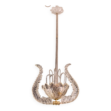 Art Decò Fountain Chandelier By Barovier e Toso, Murano Glass, 1940