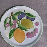 Decorative plate to hang fruit glazed fruit signed Creasiovi Luciano