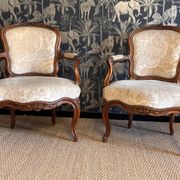 Pair of Louis XV armchairs stamped Nogaret in Lyon, 18th century