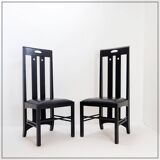 Pair of high-back chairs 'Ingram' by Charles Rennie Mackintosh for Cassina, 1980s