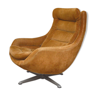 Fauteuil coque pivotant en velours, 1970