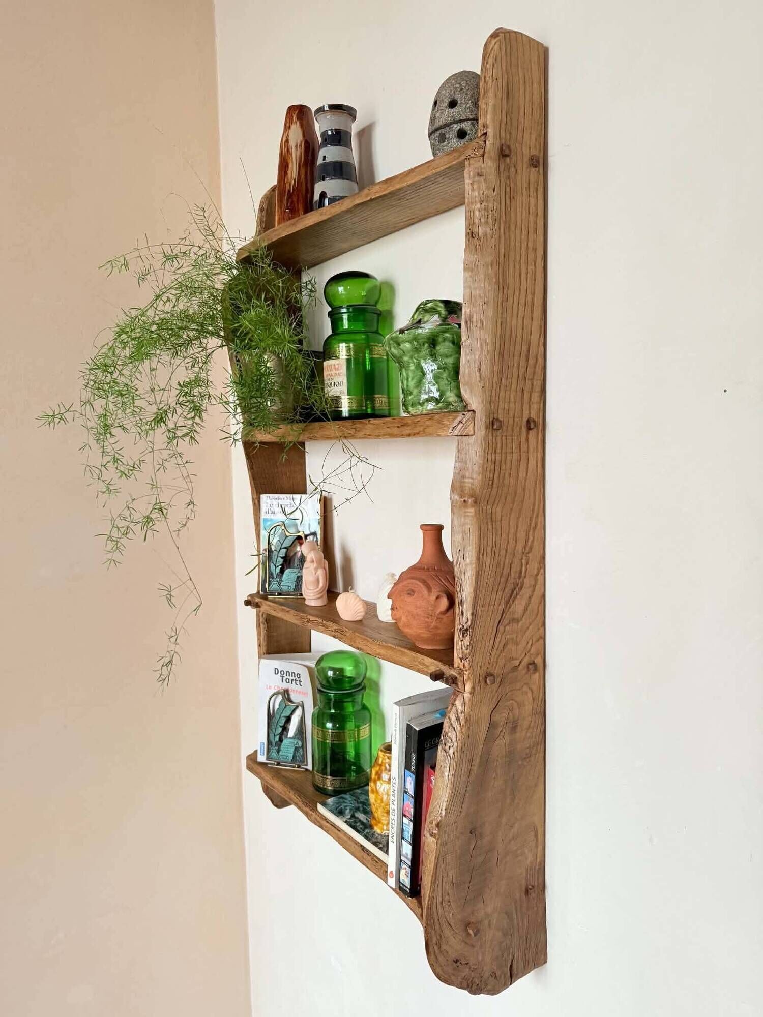 Solid wood wall shelf / storage shelf