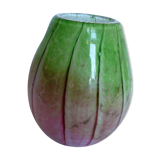 green and pink blown glass vase