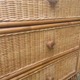 Vintage natural rattan chest of drawers