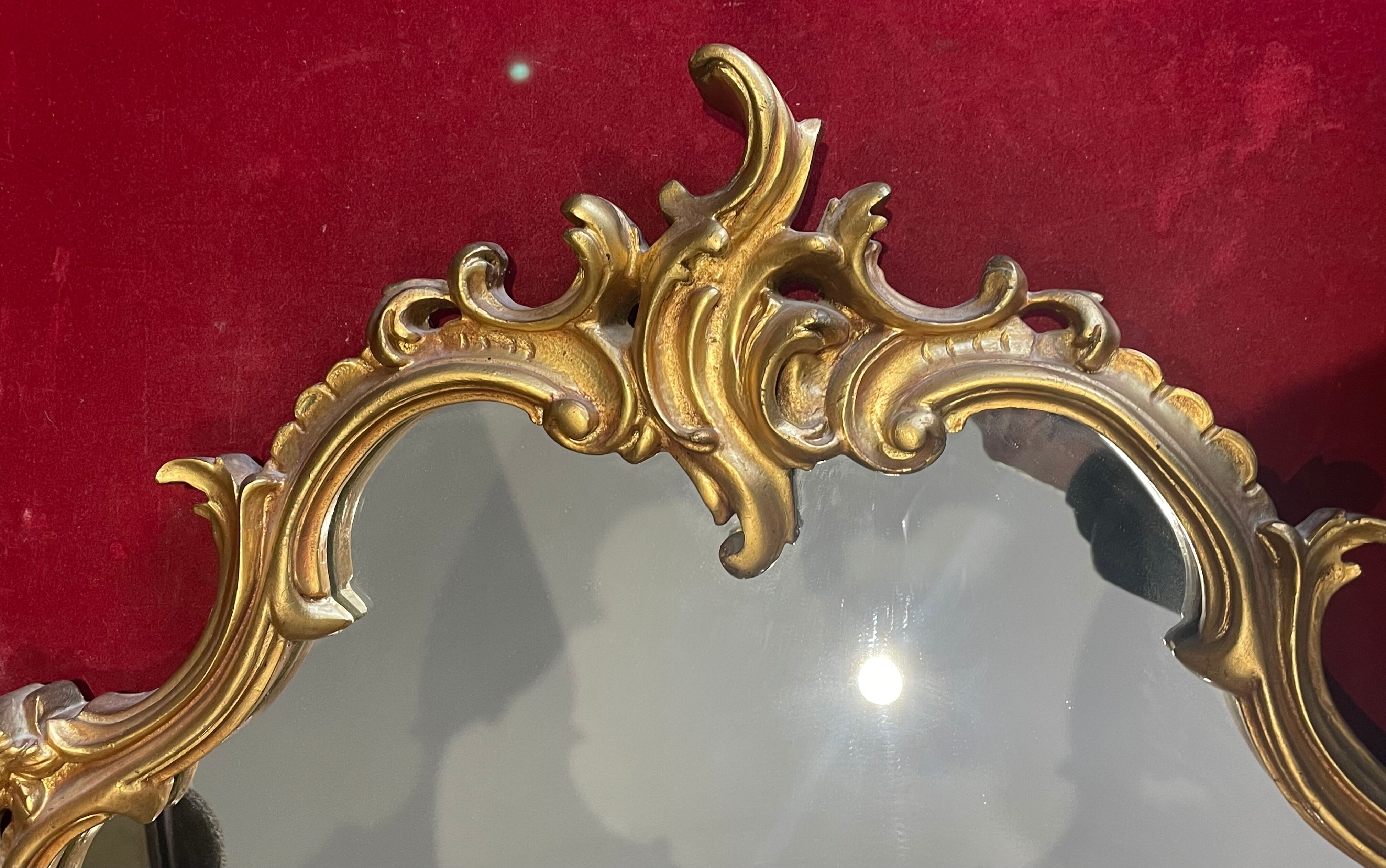 Louis XV Style wood and gilded stucco mirror with animated shape