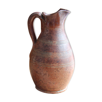 Brown stoneware pitcher