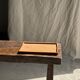 Rectangular solid teak plateau with carved edges 27x18.