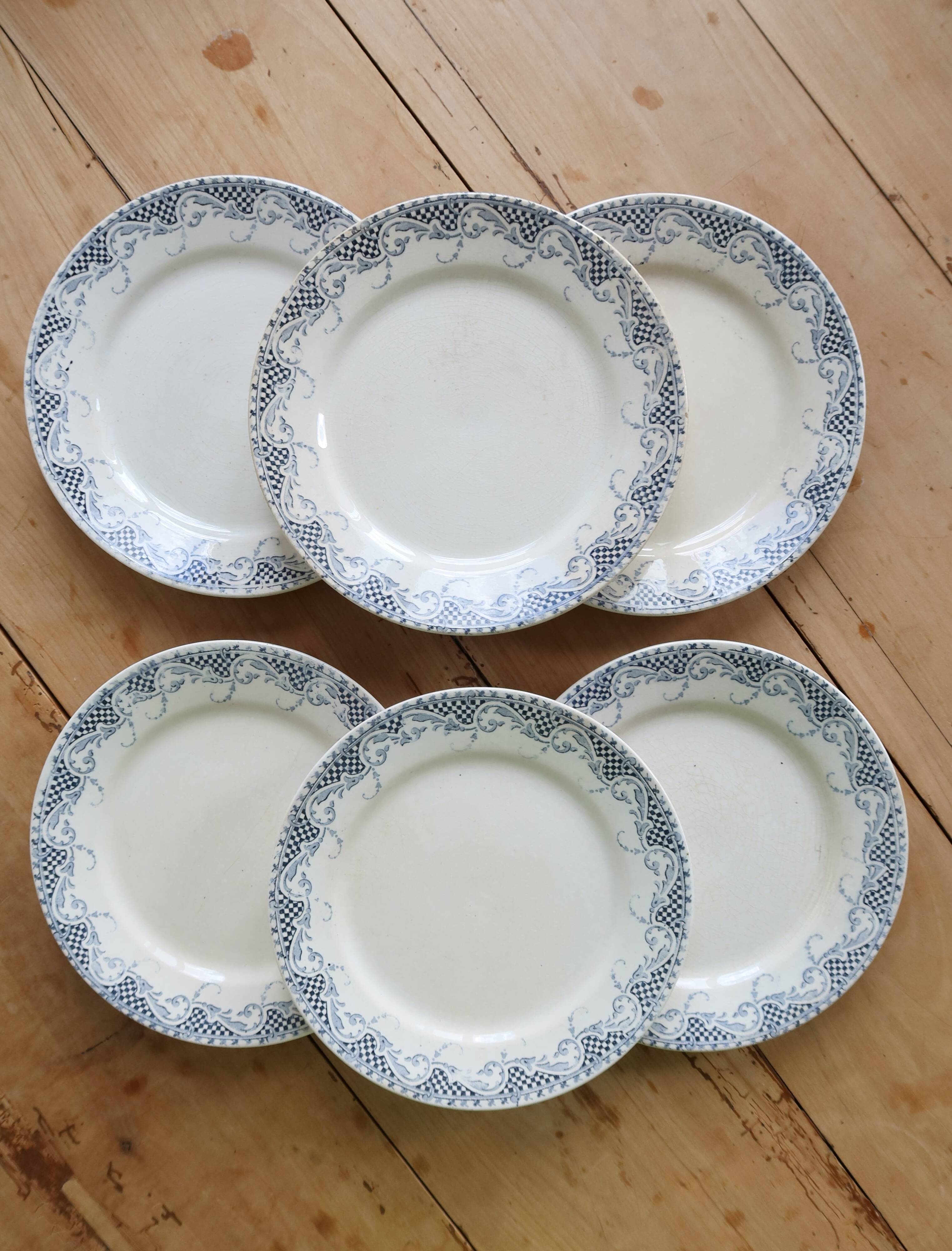 6 dessert plates, ironstone Sarreguemines U&C model Luchon