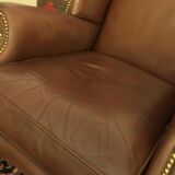 Vintage wingback club chair in leather, 1970s