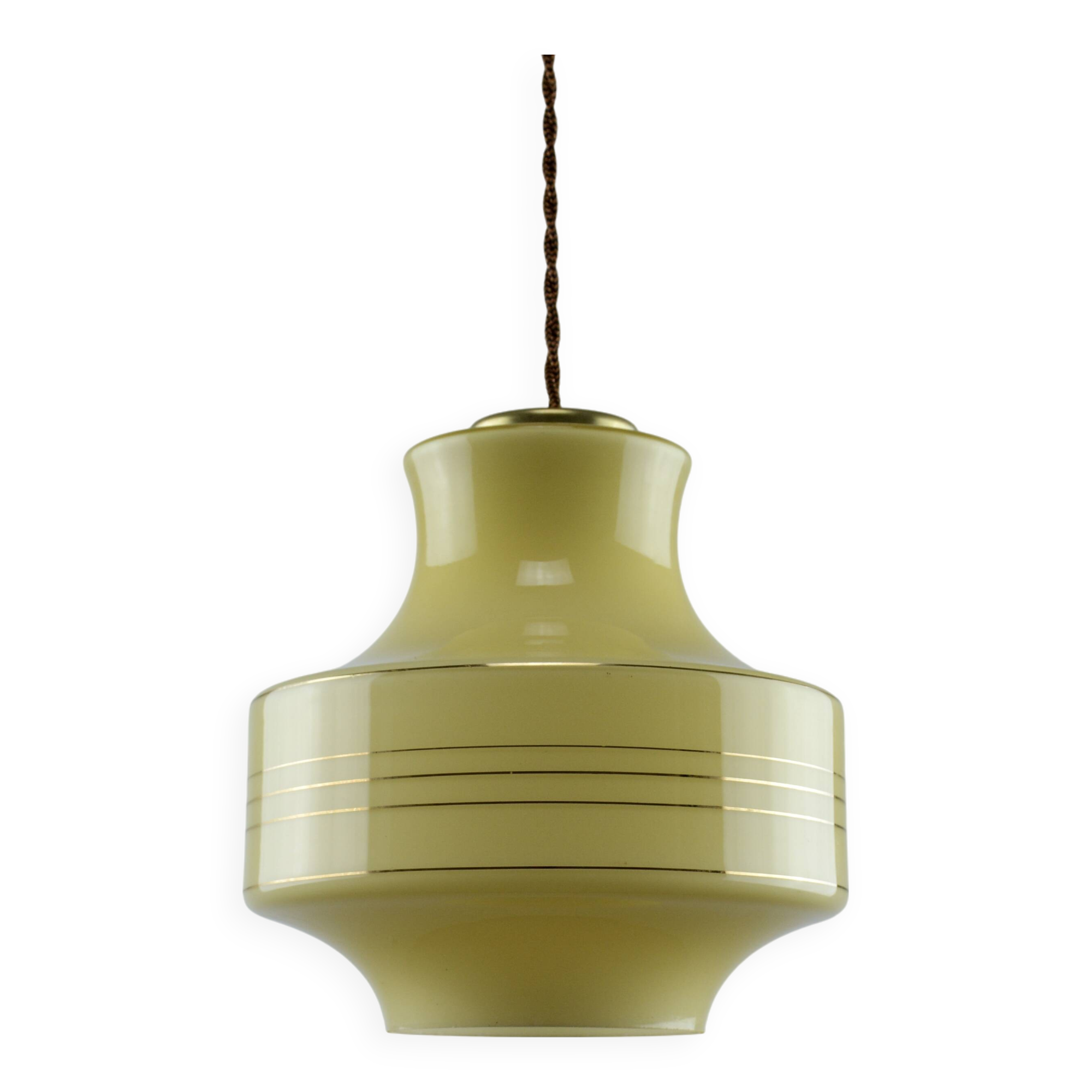 Vintage Beige/Yellow Glass Pendant Lamp