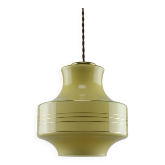 Suspension vintage en verre beige/jaune