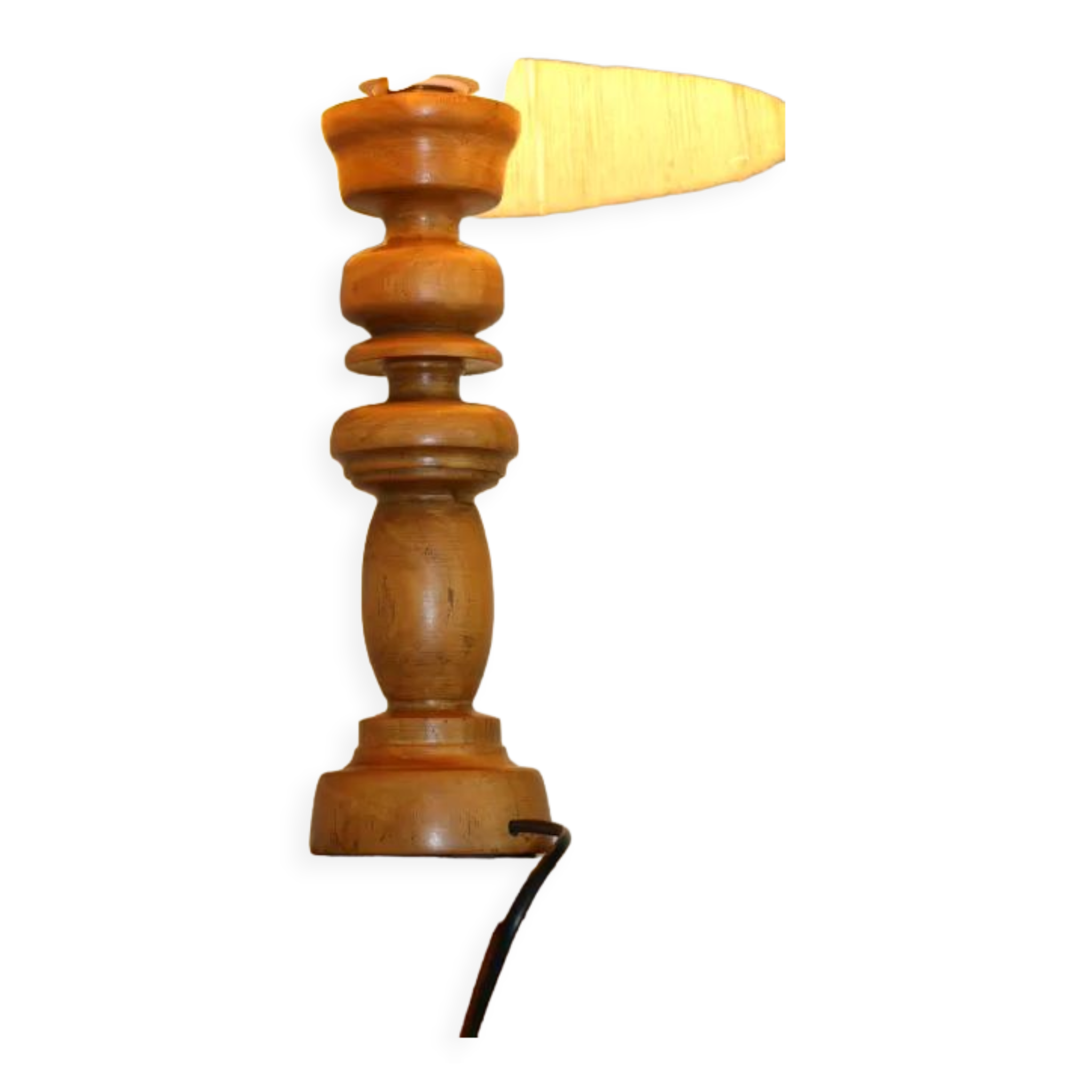 Turned wood lamp with 600mm rope shade