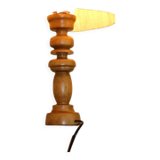 Turned wood lamp with 600mm rope shade