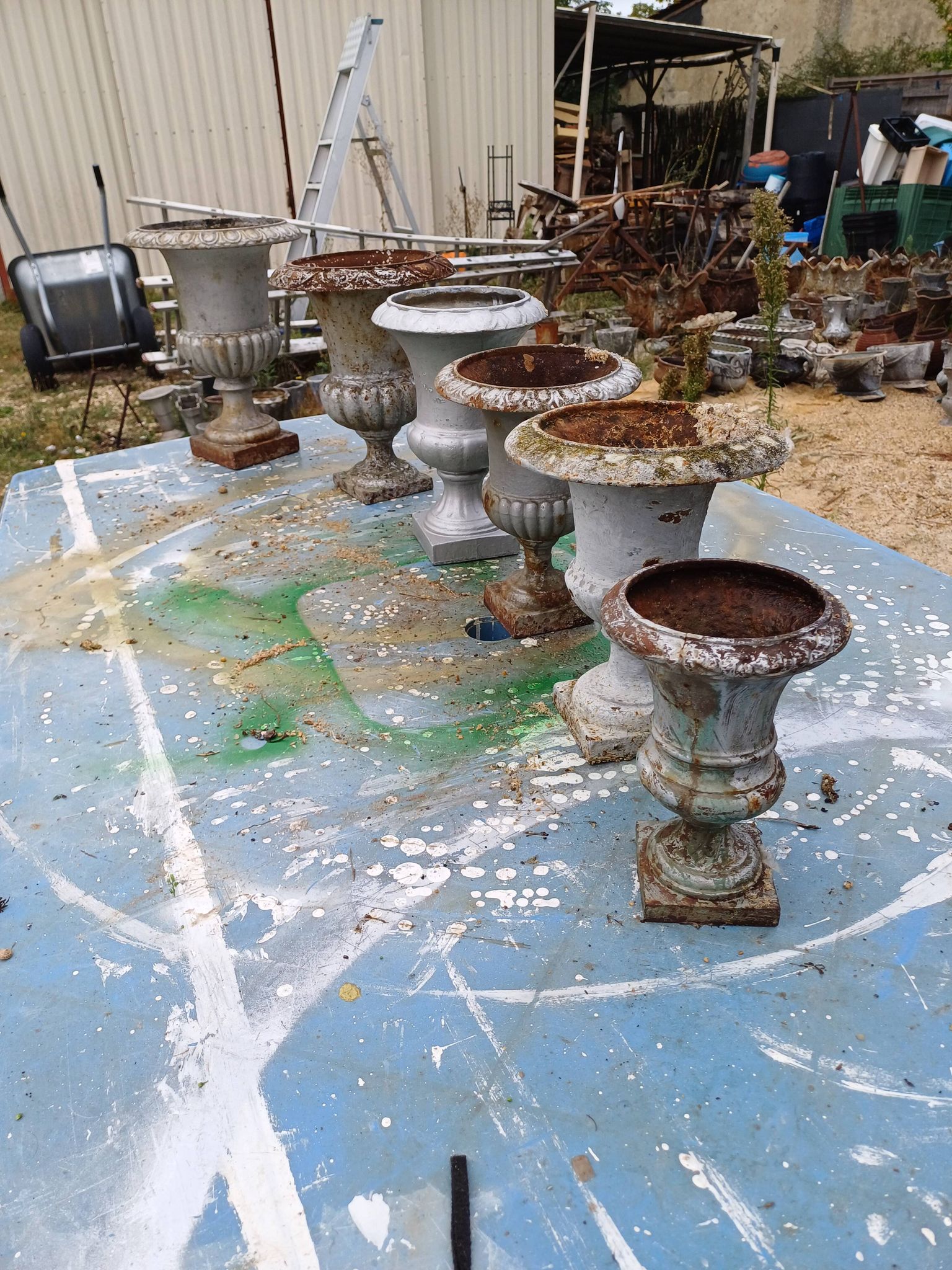 Lot of 6 Medici Cast Iron Vases from Charleville - Mézières 1900