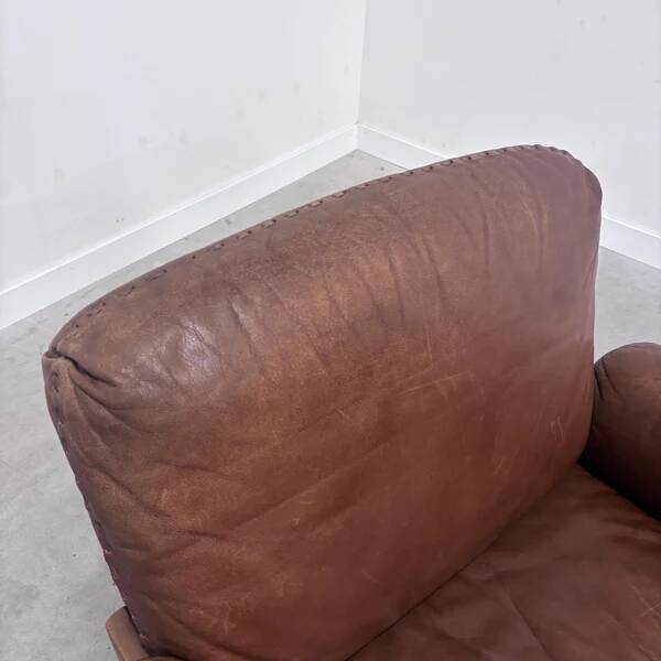 Set cognac leather De Sede DS31 lounge chairs, 1970s