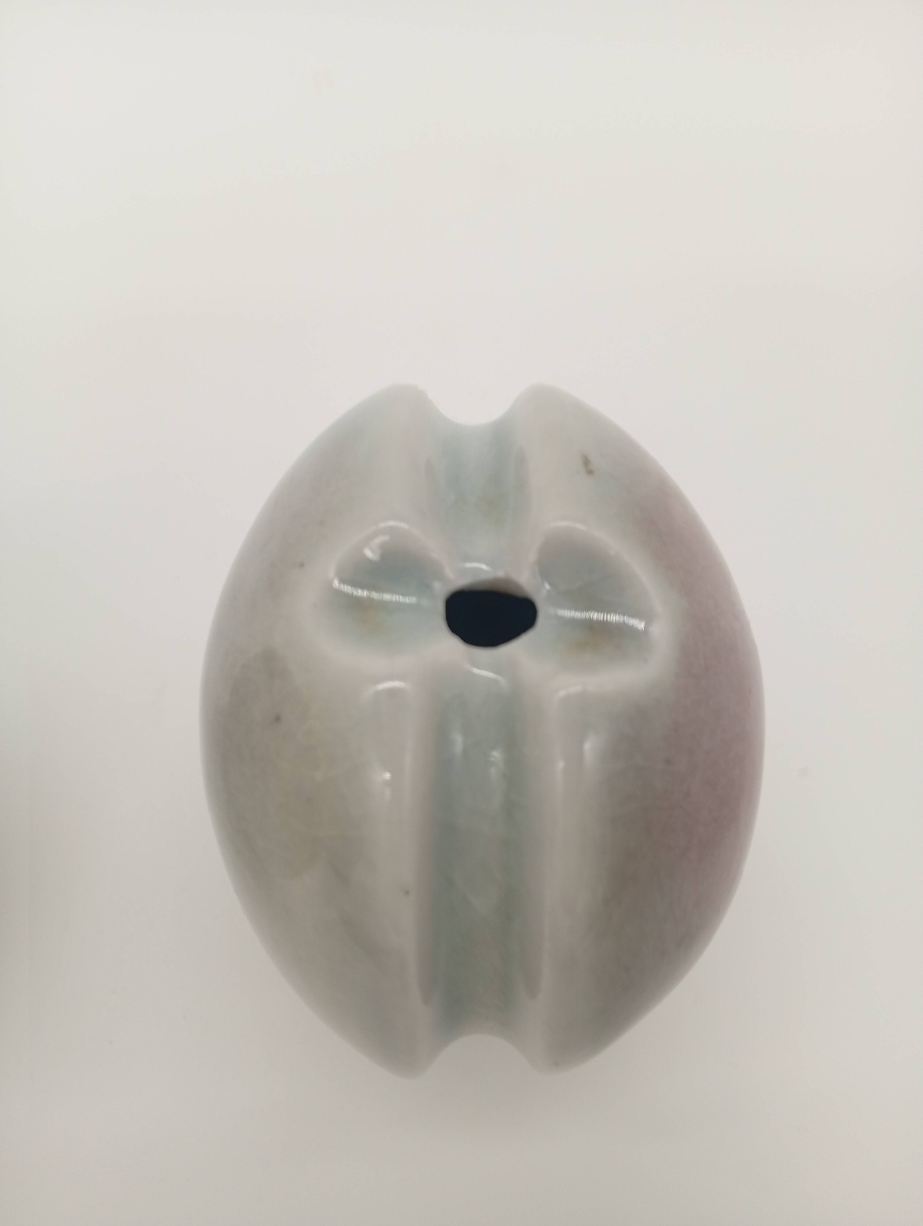 Duo 2 Vase Soliflore Lenticular Glazed Stoneware Grey Blue Purple Ceramic