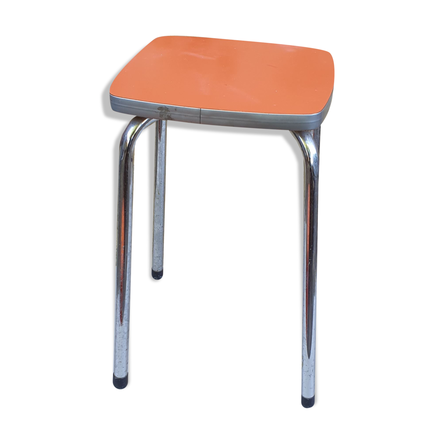 Orange formica stool