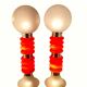 Paire de lampadaires vintage en verre de Murano orange italien de style Space-Age