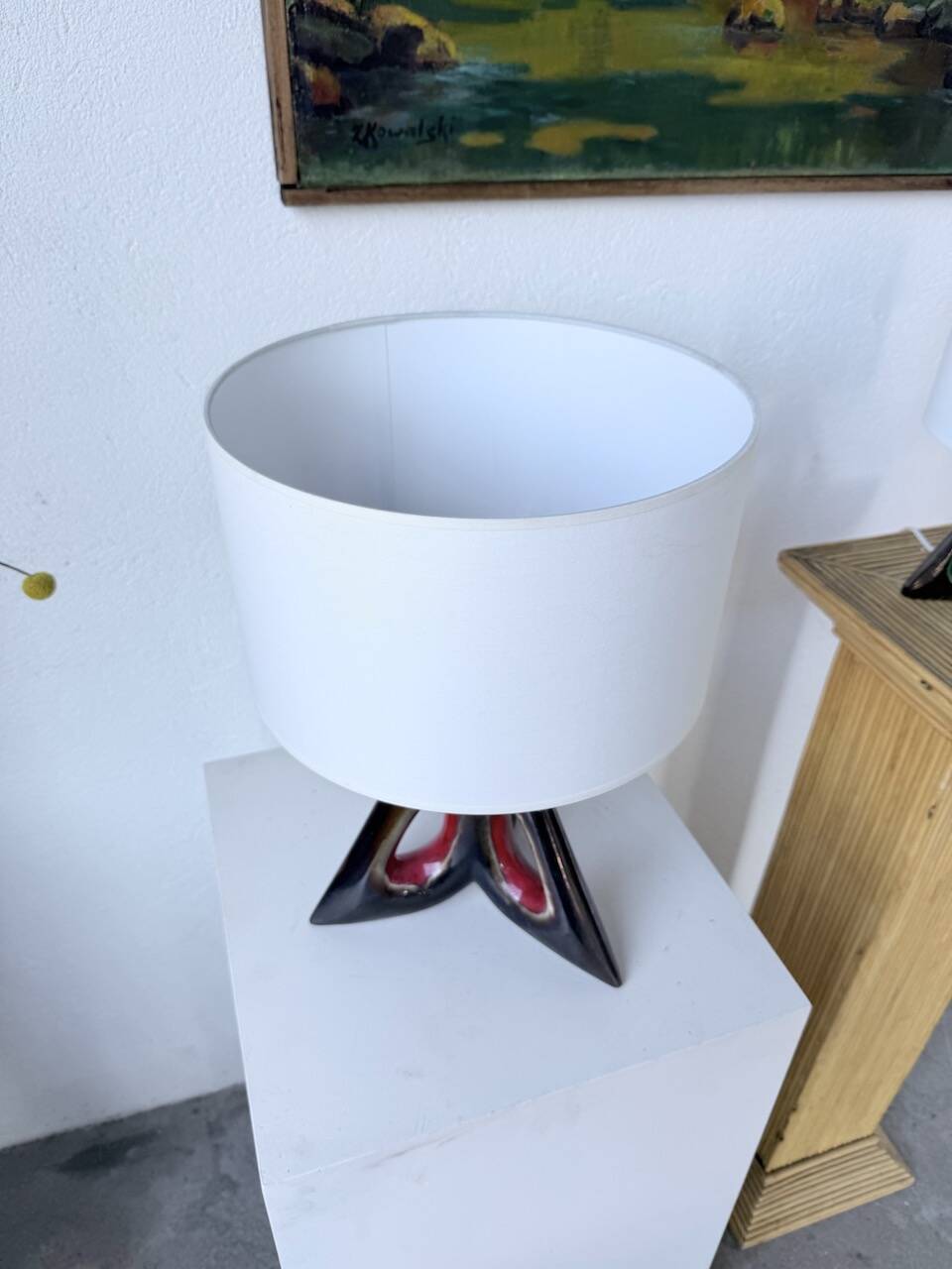 Paire de lampes céramiques forme libre triangle