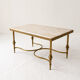 Neoclassical coffee table in gilded brass and veined marble, 1960s-70s.