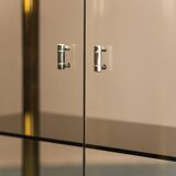 Showcase gold metal smoked glass 70s modern vintage