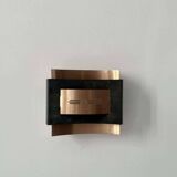 Pair of vintage wall lights, matte black metal and copper, Netherlands 1960