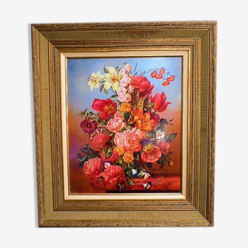 Peinture florale de Gyula Siska, XXeme siecle