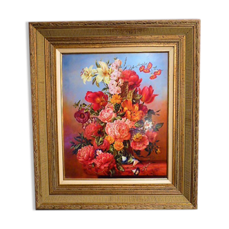 Floral painting by Gyula Siska, 20th century