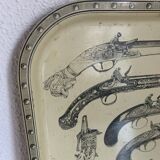 Metal tray guns design style Piero Fornasetti vintage 1960 - 33 x 33
