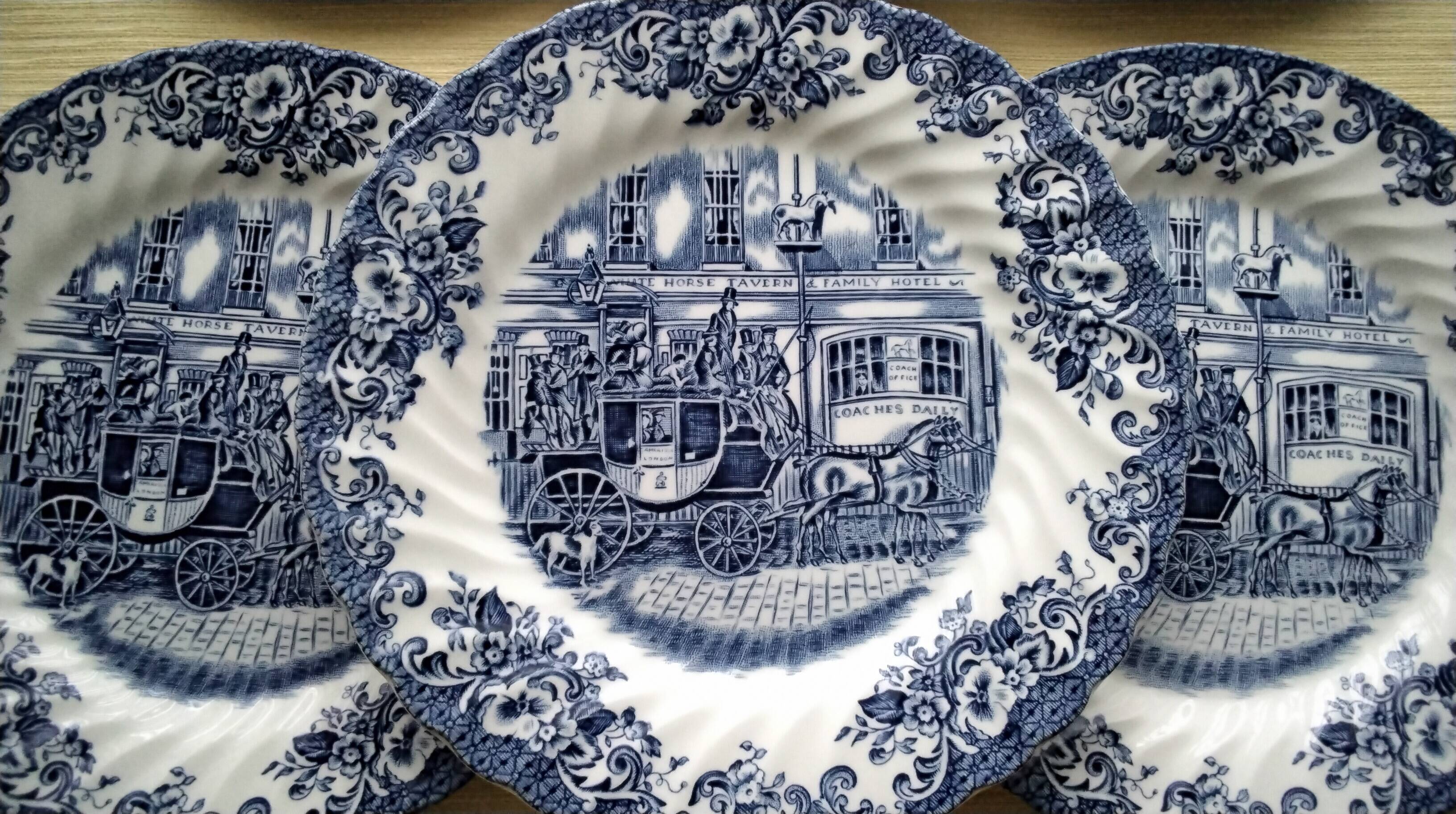 6 English porcelain dessert plates by Johnson Bros.