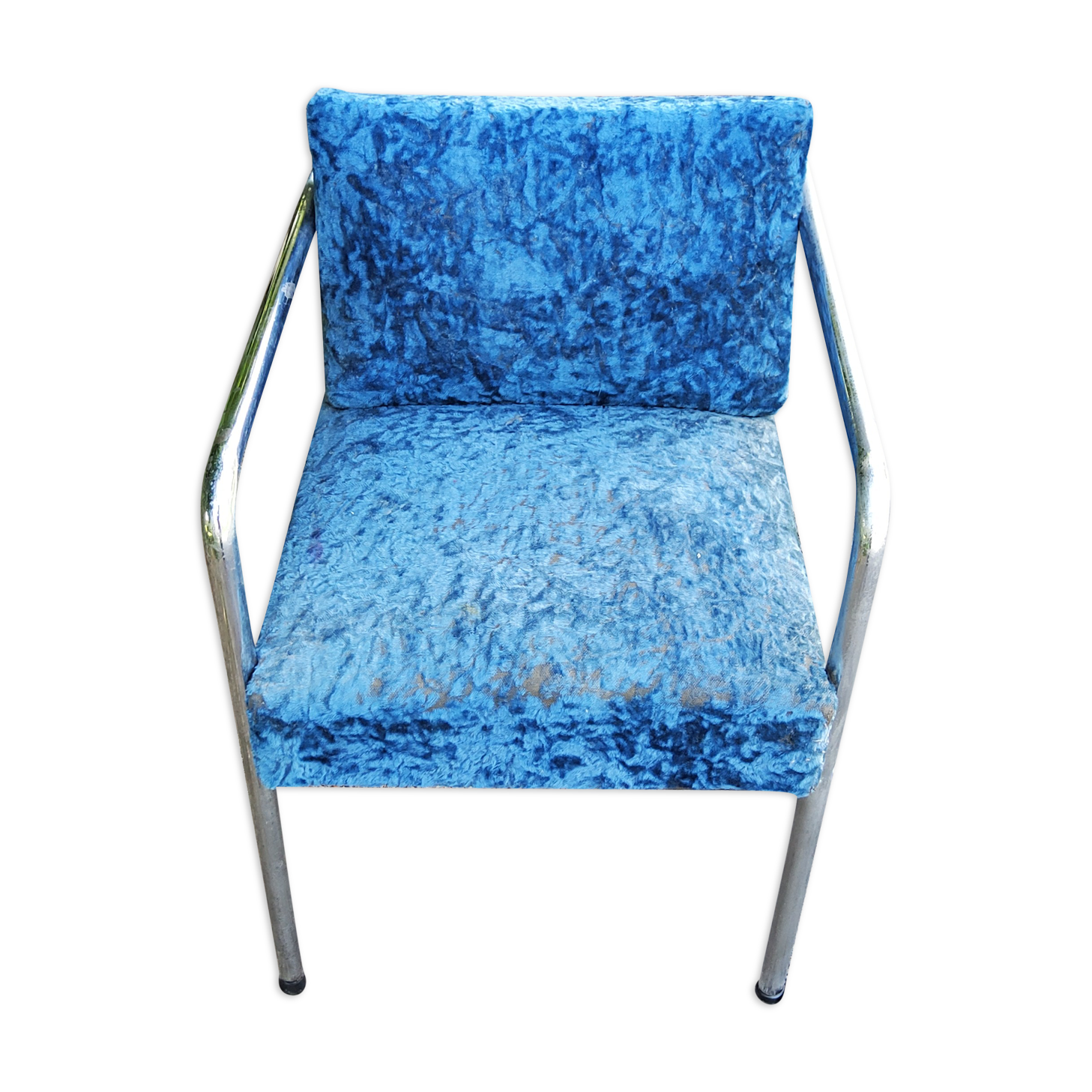 Art deco armchair base chrome tubes back and seat velvet