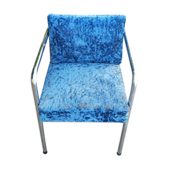 Art deco armchair base chrome tubes back and seat velvet