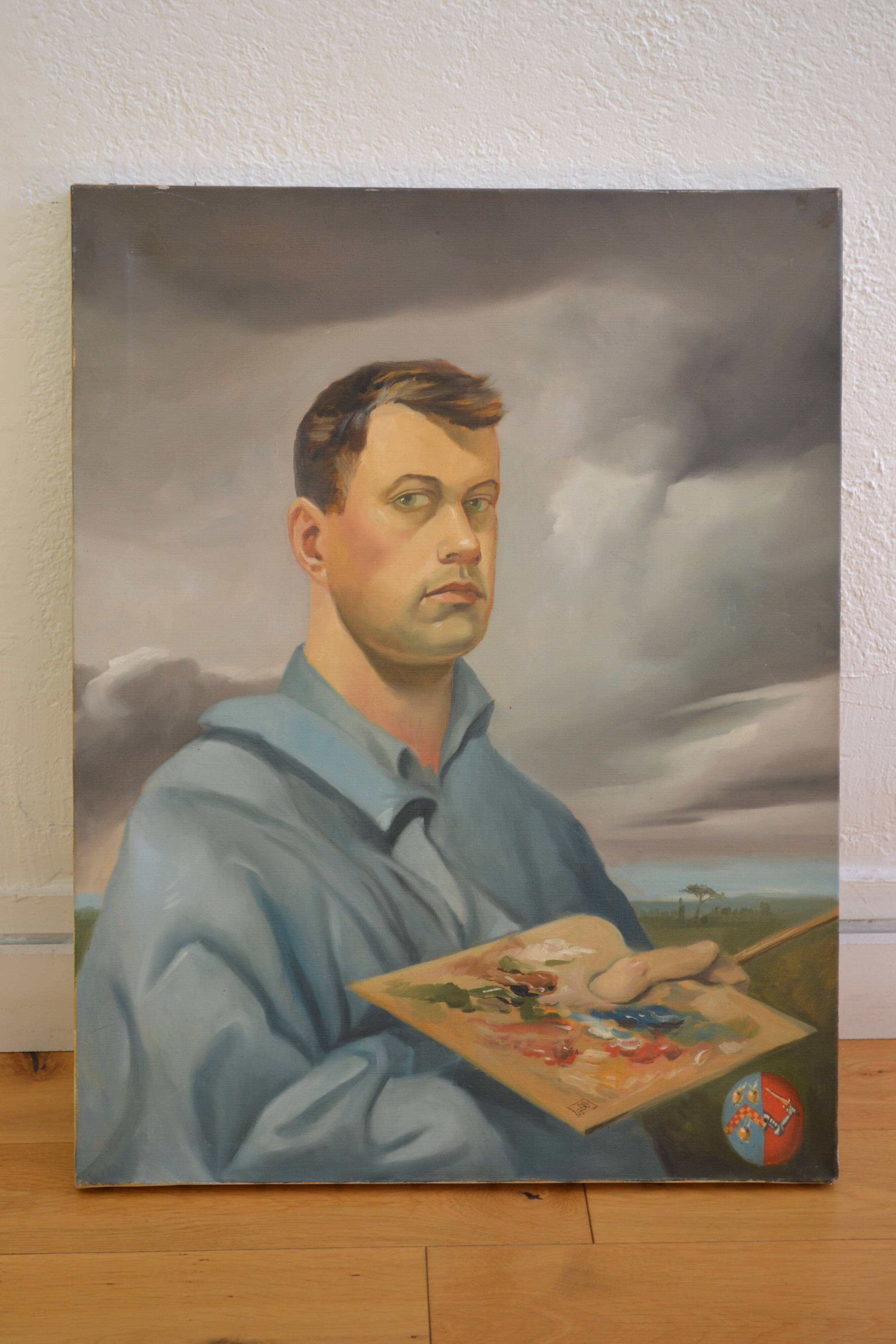 Self-portrait of a young aristocrat painting HST coat of arms noble heraldry