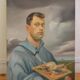 Self-portrait of a young aristocrat painting HST coat of arms noble heraldry