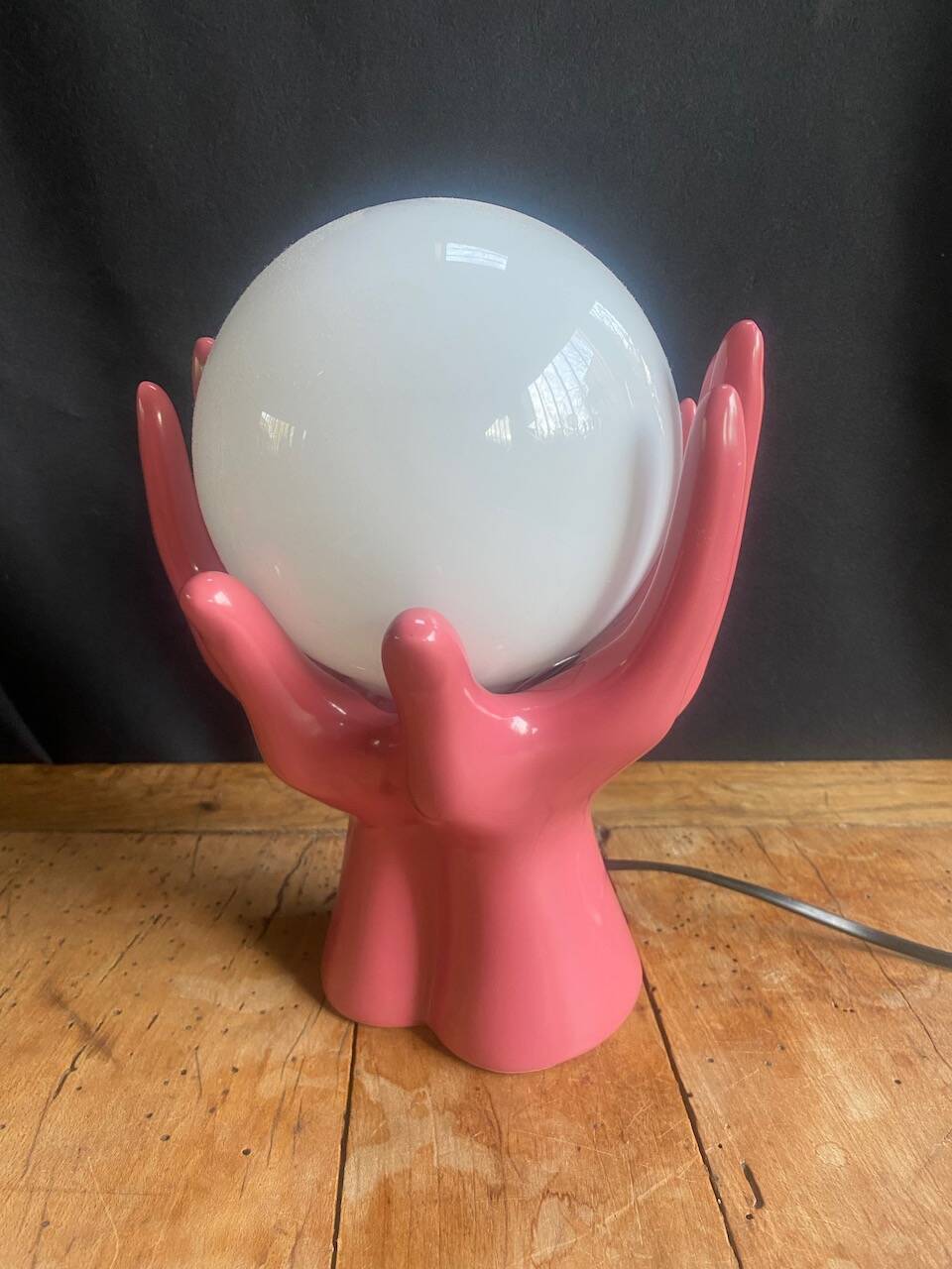Pink ceramic hand lamp