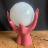 Pink ceramic hand lamp