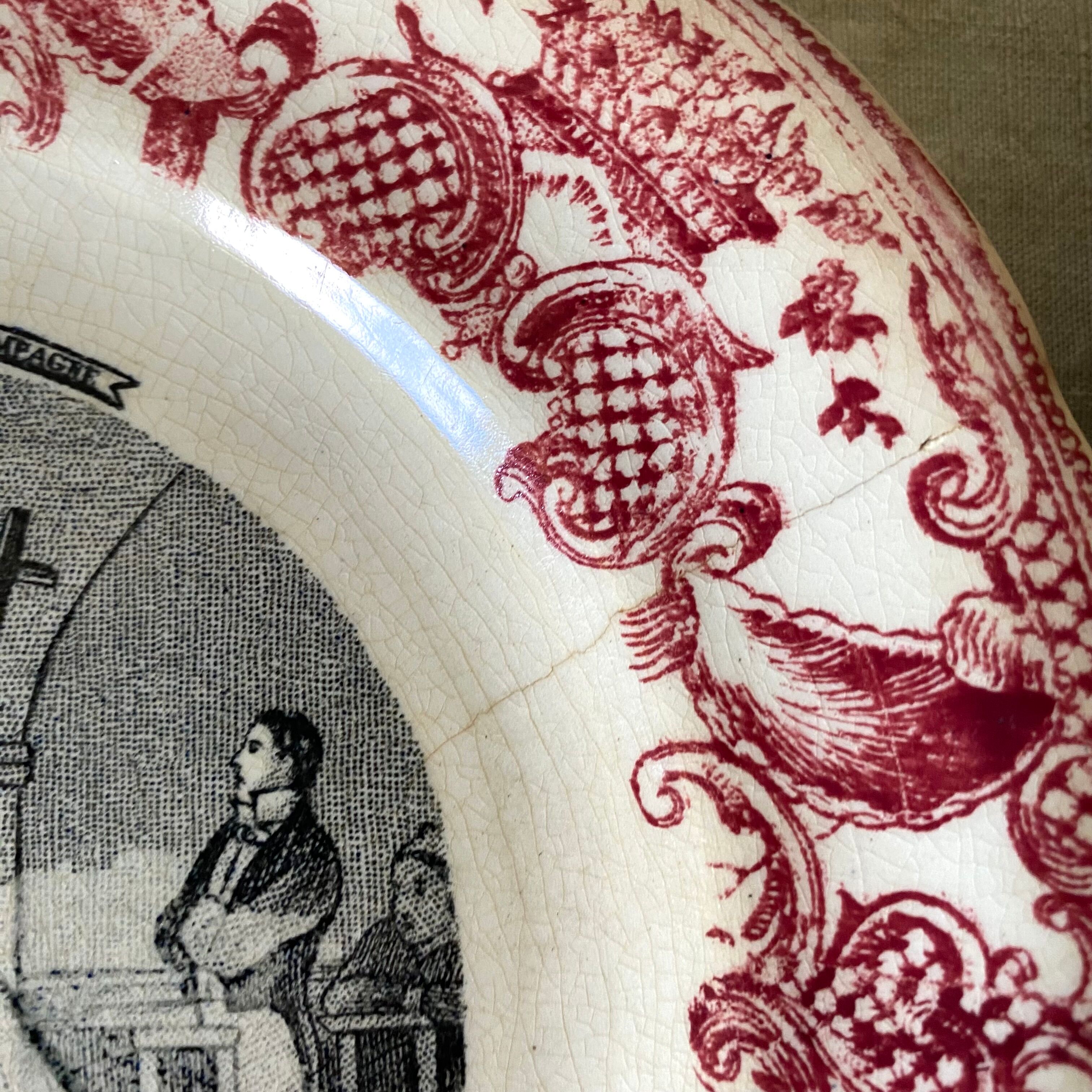 Old talking plates Gien "a wedding in the countryside"