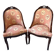 Pair of carved solid mahogany gondolas from the 19th century