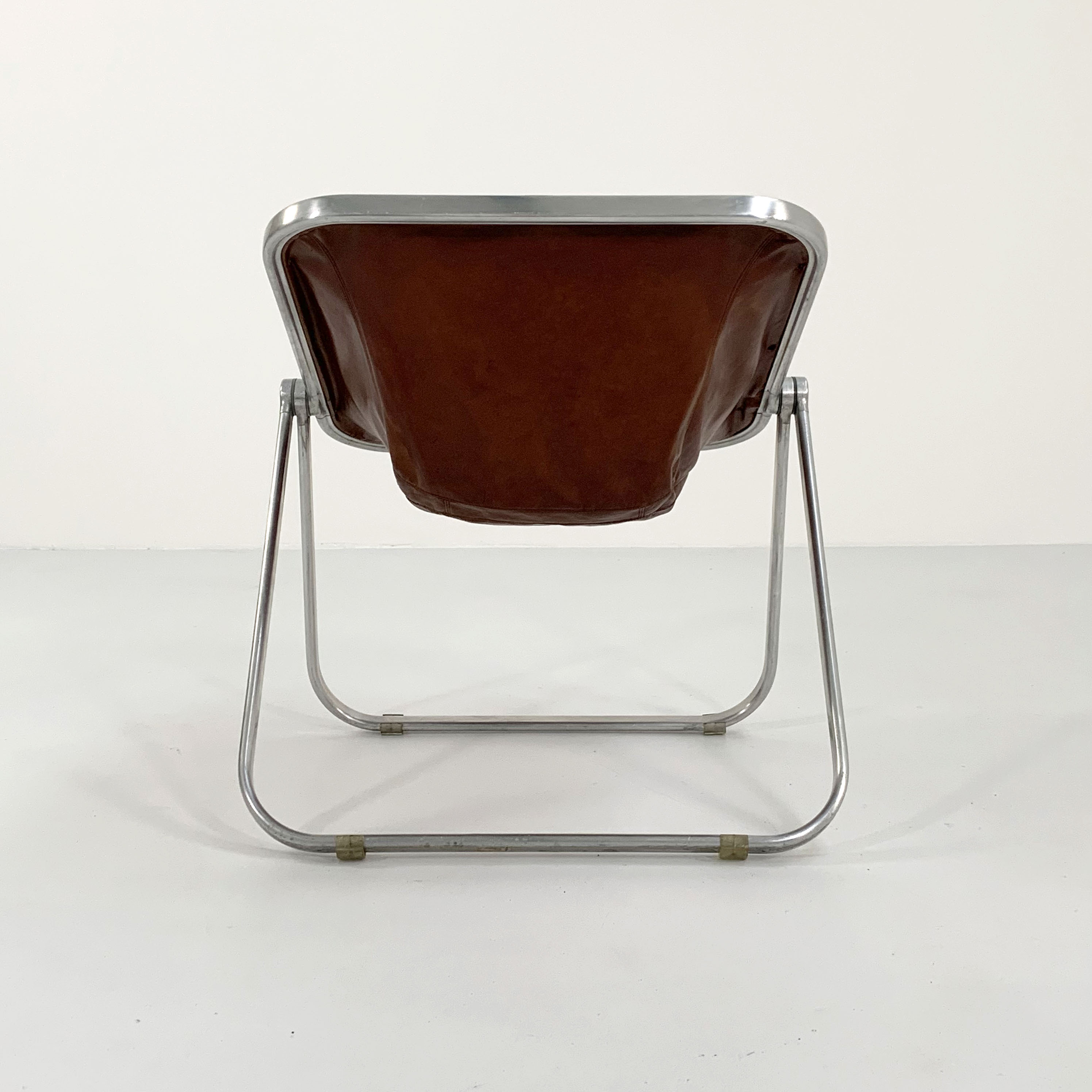 Plona camel leather chair by Giancarlo Piretti for Anonima Castelli, 1970