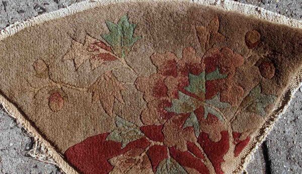 Tapis ancien chinois art deco fait main 30cm x 53cm 1920s