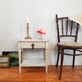 Patinated sofa end bedside