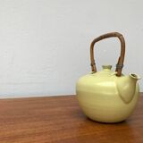 Mid-century ceramic teapot with bamboo handle, 1960s.