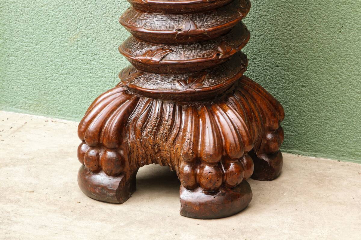 Column, carved walnut press screw, 19th century