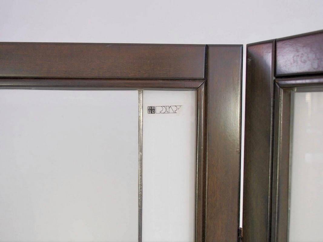 Paravent de style Art déco en bois et verre plombé