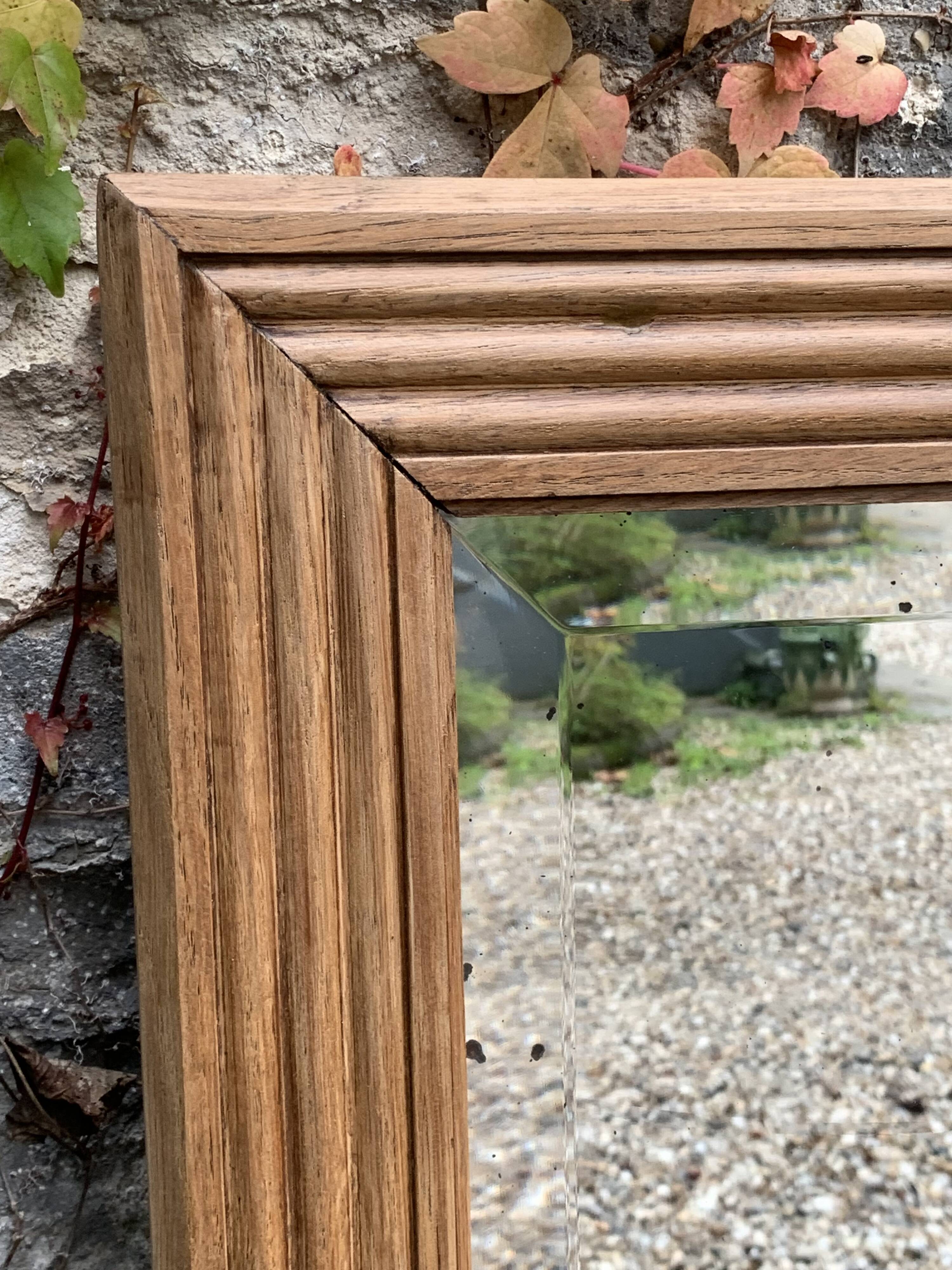 1940 beveled mirror solid raw oak 74x104